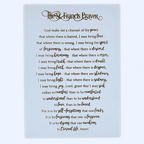 St Francis Prayer Plaque front